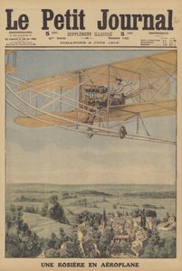 フランス・モンフェランの飛行機に乗る若い女性（カラーリトグラフ 作： French School