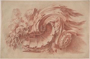 アカンサスの飾り 1760年頃（紙に赤チョーク） 作： French School