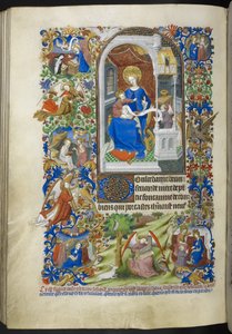 Ms 18850 f.199v、聖母マリアの 15 の喜び、Book of Hours (The Bedford Hours) c.1410-30 (ベラム紙にインク、カラー、ゴールド) を追加