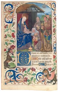 東方の三博士の崇拝、「時祷書、ローマの使用」からのイラスト 作： French School