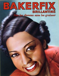 Josephine Baker（1906-75）をフィーチャーしたBakerfixヘアブリリアンティンの広告 作： French School