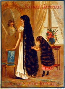1895年、髪の成長を促進する美容製品Extrait Japonaisの広告 作： French School
