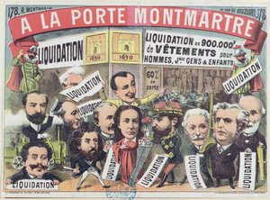 パリデパートラポルトモンマルトルでの衣料品販売の広告、1880年頃 作： French School