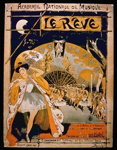 ミュージカルThe Dreamの広告、アカデミーナショナルドゥムジークでGillotによって刻まれた、1890年頃（カラー彫刻） 作： French School