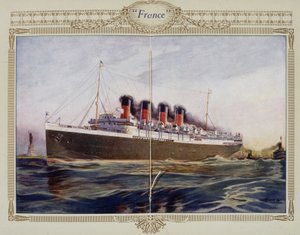 定期船「フランス」の広告リーフレット 20世紀 作： French School