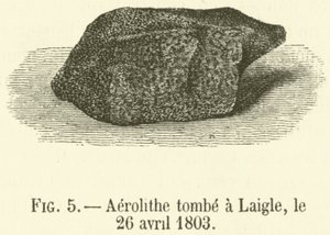 1803年4月26日、Laigleでのアエロリットの落下(彫刻) 作： French School