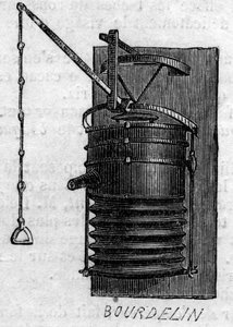 農業機械：1860年のパリ農業競技会で発表された鍛冶屋の蛇腹。1860年7月28日付の "Le Monde Illustré "172号に掲載された図版。 作： French School