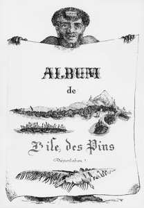 パインズ島のアルバム、ニューカレドニア、国外追放、表紙イラスト、1877（bw litho） 作： French School