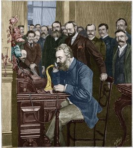 アレクサンダー・グラハム・ベル（1847-1922）がニューヨーク-シカゴ間の長距離回線を開通させた（10月18日 作： French School