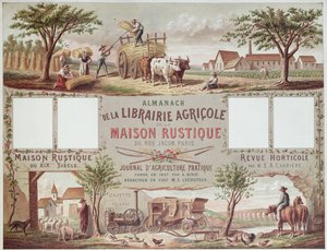アルマナックは、農業の伝統的および現代的な方法を示しています。 c.1870-80 作： French School