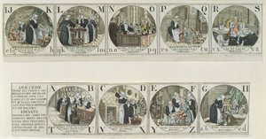 シスターズオブチャリティーの作品を描いた19世紀初頭のアルファベットプライマー（カラー彫刻） 作： French School