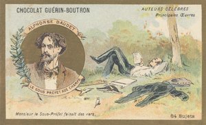 アルフォンス・ドーデ（1840-1897）フランスの作家・劇作家、散文バラード「Le sous-prevet aux champs」の作者（1866年）。 作： French School