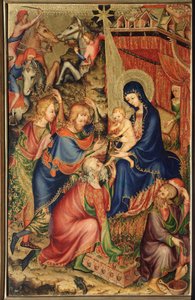 Altarolo del Bargello: adoration of the Magi - (バルジェッロの二部作、マギの礼拝) 14世紀のフランス派の無名の絵画 (フランス派、14世紀) フィレンツェ、Museo Nazionale del Bargello 作： French School
