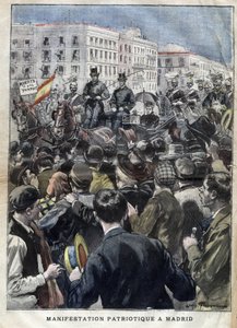 アメリカ・イスパノ戦争（または1898年の大惨事） - 1898年にマドリッドで行われたスペイン女王メアリー・クリスティーヌ（1858-1929）出席の愛国デモ - 1898年の「La petite Gironde」誌に掲載された写真 作： French School