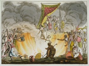 ガエターノザンコン（1771-1816）によって刻まれた、インドの未亡人が夫の体で焼かれて死ぬ、インドの書物からのプレート30 作： French School