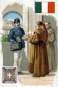19世紀後半に郵便を配達するイタリアの郵便配達