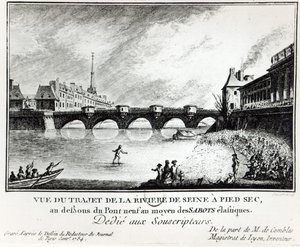 セーヌ川を渡る試み、1784 作： French School