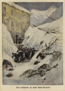 1897年、スイスのグレートセントバーナード峠の雪崩 作： French School