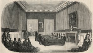 パリの法律学校の役員室での試験 - Edmond Texier 1852年の「Tableau-de-Paris」に掲載されたエングレービング 作： French School
