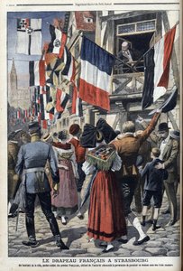 ドイツ占領下のストラスブールで、フランス国旗の掲揚を許されたフランス人老兵 - "Le Petit Journal" 1908年9月20日 (刻印) 作： French School