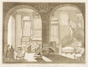 デニス・ディドロ（1713〜84年）によるエンサイクロペディデサイエンスエメティエの布張り屋、1770年頃に出版 作： French School