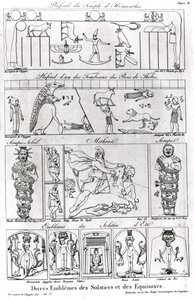 古代エジプトとペルシャの宗教的および天文学的なイラストとシンボル 作： French School