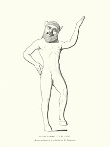 古代ギリシャの踊るサテュロスのブロンズ像（エングレービング 作： French School
