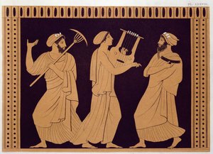 古代の花瓶の後の古代ギリシャの劇場シーン 作： French School