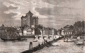 アヌシー - オーヴェルニュ＝ローヌ＝アルプ地方 - V.A.マルト＝ブラウン著「La France illustree: geographie, histoire, administration statistique」に掲載された彫刻。 作： French School