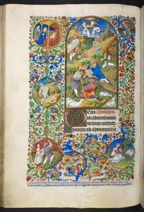 羊飼いたちへの告知 Ms.18850 f.70v 時の本（ベッドフォード時報） 1410-30年頃（ヴェラムにインク、色彩、金彩） 作： French School
