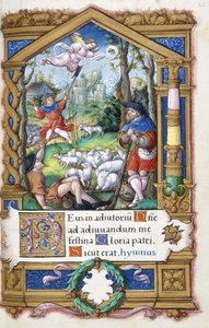 フランソワ1世のために作られた時祷書からの羊飼いへの告知、c.1532-1540 作： French School