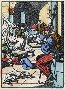 フランスの作家、シャルル・ペロー（1628-1703）の物語「休眠中の森の美女」の匿名イラスト。イメージング・ペラン（エピナル）の木版画。19世紀後半の作品。