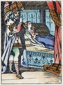 フランスの作家、シャルル・ペロー（1628-1703）の物語「休眠中の森の美女」の匿名イラスト。イメージング・ペラン（エピナル）の木版画。19世紀後半の作品。