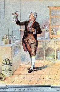 アントワーヌローランドラヴォイジエ（1743-94）学校の教科書、1900年頃のイラスト 作： French School