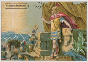 ミルビアン橋の戦いでコンスタンティヌスに勝利を発表した十字架の出現、312 作： French School