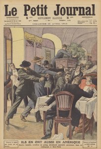 ニューヨークのレストランで起きた武装強盗事件（カラーリトグラフ 作： French School