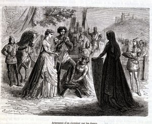 11世紀、女性たちによる騎士の武装 - マルタン著『フランス史』より 作： French School