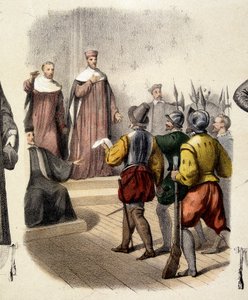 フランスの治安判事アキレス・ド・ハーレー（1536-1619）の逮捕。 作： French School