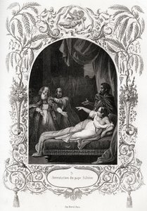 教皇シルベリオ（シルベリオ）の逮捕（536年から537年までの教皇）。モーリス・ラシャトレ（1814-1900）による『教皇列伝』の挿絵、パリのリブレリー・デュ・プログレ。 作： French School