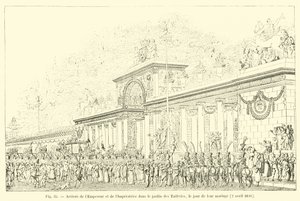 1810年4月2日の結婚式の日に、チュイルリー庭園に皇帝と皇后が到着 作： French School