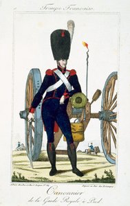 パブTroupes Francaisesの大砲を持ったロイヤルガードの砲兵。 chezバセット、パリ、c.1790