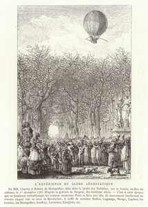 1783年12月1日、パリのモンゴルフィエ兄弟の空中グローブの上昇 作： French School