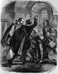 1594年12月27日、フランス王アンリ4世に対するジャン・シャステル(Jean Chatel)(1575-1594)の暗殺未遂事件。19世紀のエングレーヴィング。 作： French School