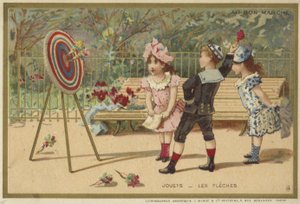 子供向けゲームをフィーチャーしたAu Bon Marcheカード 作： French School