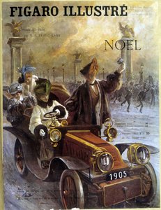 自動車 Dion-Bouton 1905年、コートと毛皮 Grunwaldt - 「Le Figaro Illustré」1904年12月号掲載 作： French School