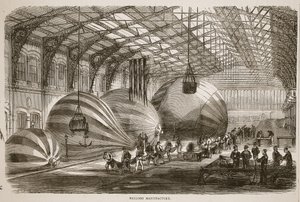 風船製造所、1870〜1871年のフランスとドイツ間の戦争のカッセルズ歴史からのイラスト 作： French School