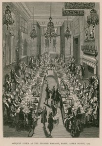 パリのスペイン大使館でのバンケット。スコティン後、1707 作： French School