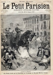 バルセロナ爆破事件：マレシャル・アルセニオ・マルティネス・カンポス・アントンの通路にアナキストが仕掛けた爆弾。 作： French School