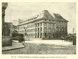 バティメントモンティヨン、公的支援、パルヴィス広場、1877年 作： French School