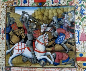騎士の戦い ミニチュア（メイン州のマスター・チャールズの手による「トリスタンの小説」の原稿より